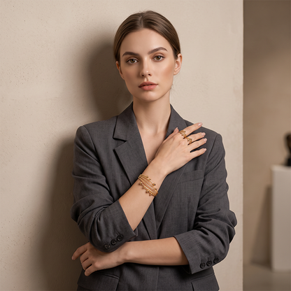 📢📢40% DE RÉDUCTION !! ⏰ Ensemble Bracelet Enroulé Brillant – Alliage – Design Superposé & Ajustable for Femme