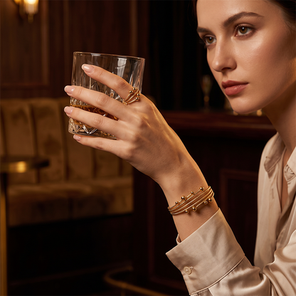 📢📢40% DE RÉDUCTION !! ⏰ Ensemble Bracelet Enroulé Brillant – Alliage – Design Superposé & Ajustable for Femme
