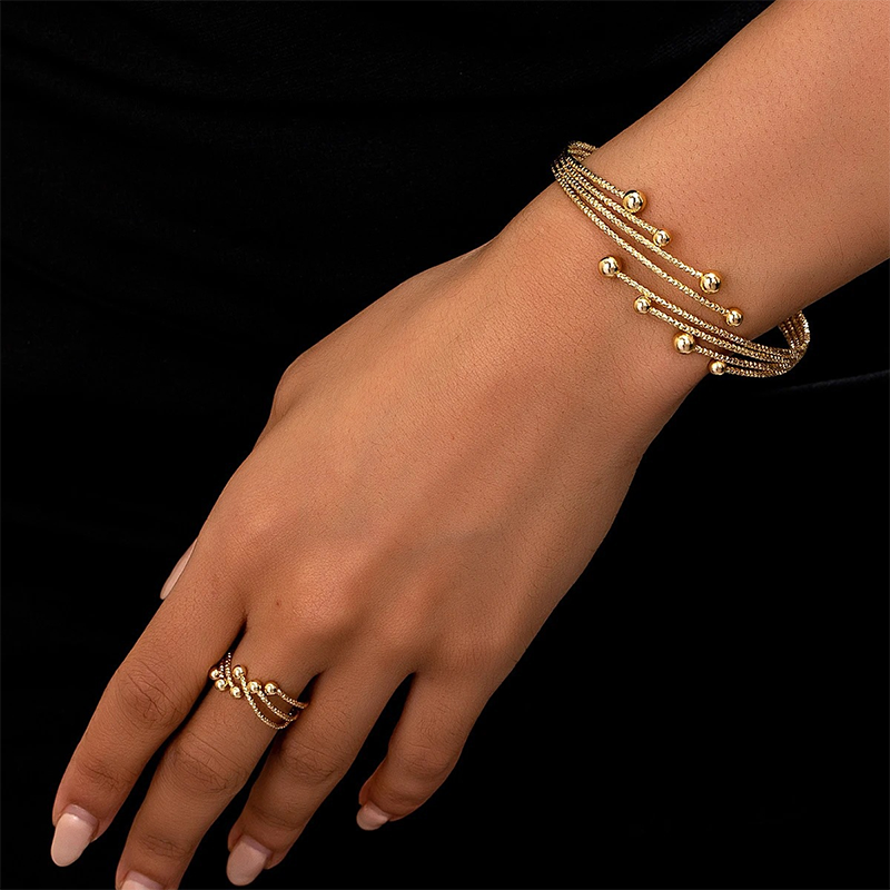 📢📢40% DE RÉDUCTION !! ⏰ Ensemble Bracelet Enroulé Brillant – Alliage – Design Superposé & Ajustable for Femme