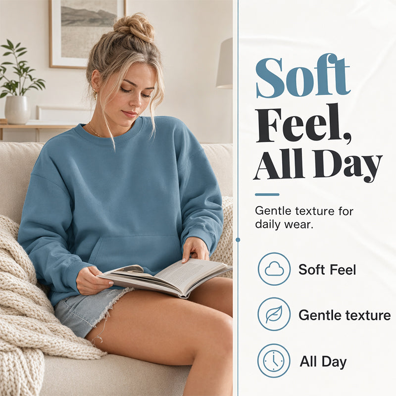 📢📢40% DE RÉDUCTION !! ⏰🌸 Sweat à col rond oversize femme – Coupe ample décontractée, matière douce et respirante, l’indispensable d’un look effortless au quotidien ☁️👖