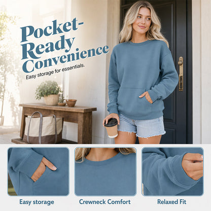 📢📢40% DE RÉDUCTION !! ⏰🌸 Sweat à col rond oversize femme – Coupe ample décontractée, matière douce et respirante, l’indispensable d’un look effortless au quotidien ☁️👖