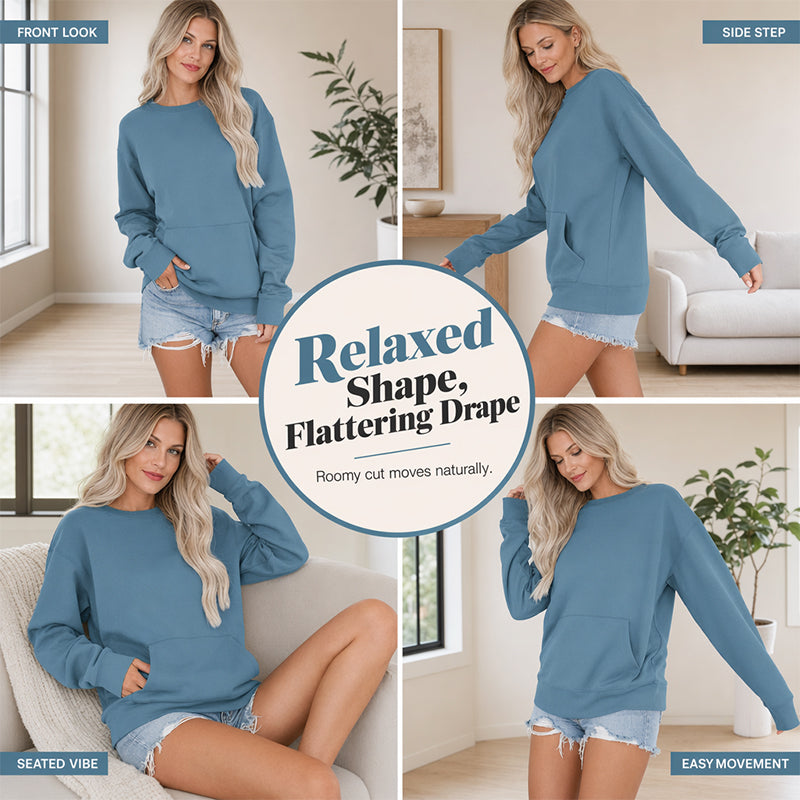 📢📢40% DE RÉDUCTION !! ⏰🌸 Sweat à col rond oversize femme – Coupe ample décontractée, matière douce et respirante, l’indispensable d’un look effortless au quotidien ☁️👖