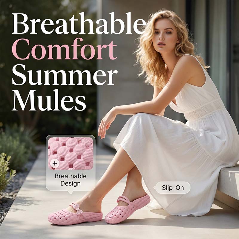 📢📢40% DE RÉDUCTION !! ⏰Mules Femme Bout Fermé – PVC – Respirantes & Légères for Quotidien & Bureau