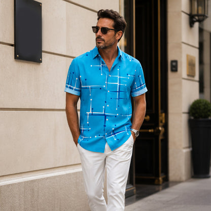 Camisa abotonada de corte holgado con estampado geométrico