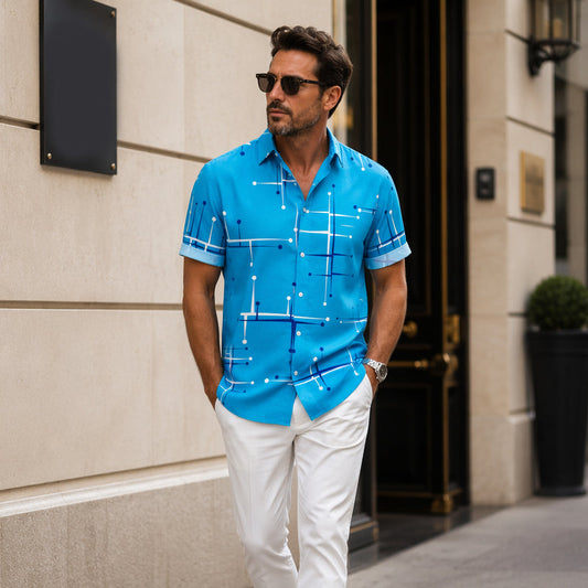 Camisa abotonada de corte holgado con estampado geométrico
