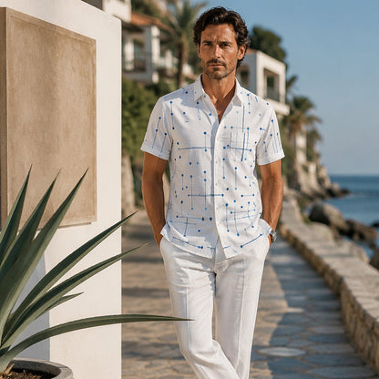 Camisa abotonada de corte holgado con estampado geométrico