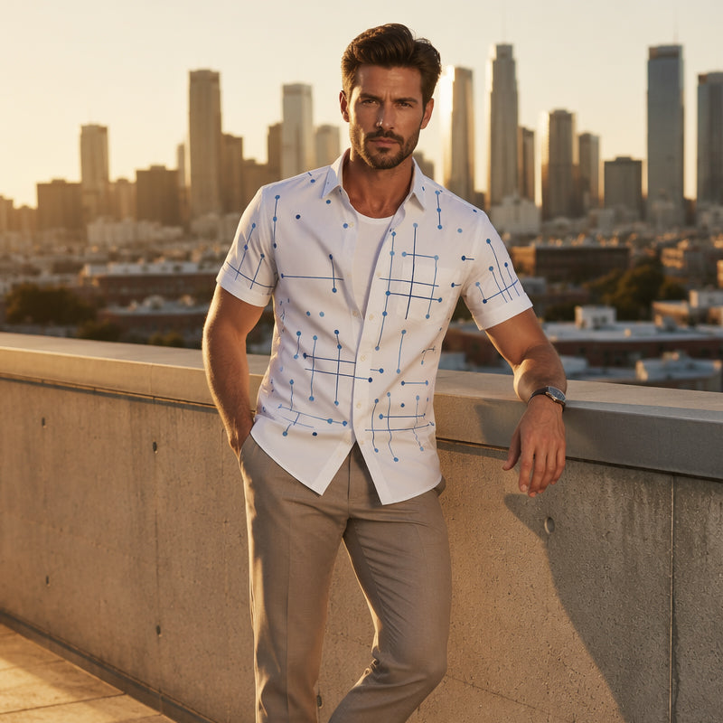 Camisa abotonada de corte holgado con estampado geométrico