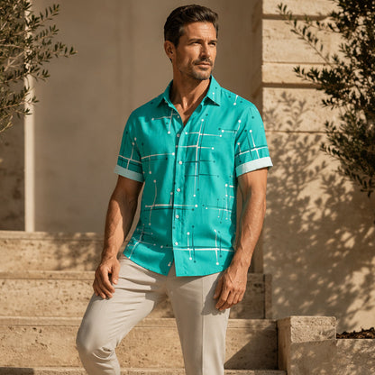 Camisa abotonada de corte holgado con estampado geométrico