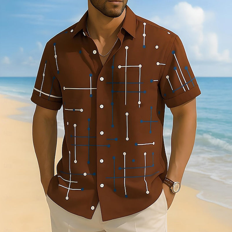 Camisa abotonada de corte holgado con estampado geométrico