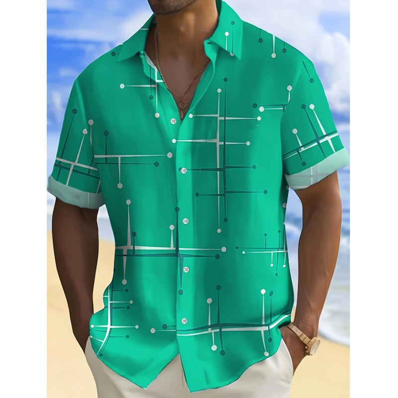 Camisa abotonada de corte holgado con estampado geométrico