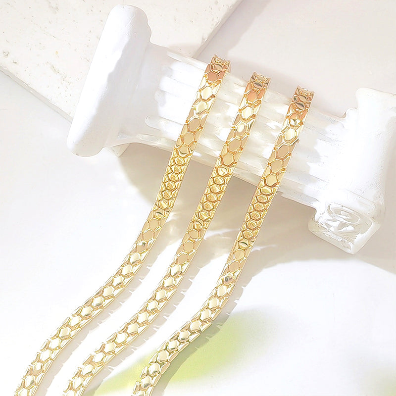📢📢40% DE RÉDUCTION !! ⏰ Bracelet Chaîne Or Élégant Femme – Alliage Doré – Motif Écailles de Serpent & Léger for Quotidien