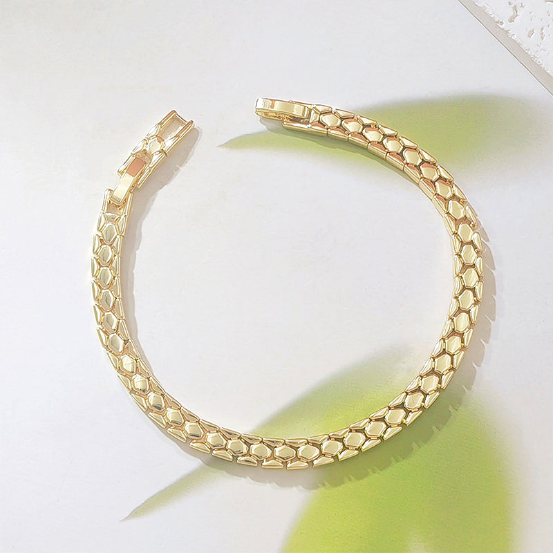 📢📢40% DE RÉDUCTION !! ⏰ Bracelet Chaîne Or Élégant Femme – Alliage Doré – Motif Écailles de Serpent & Léger for Quotidien