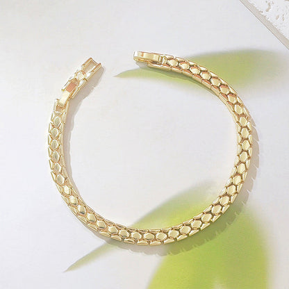 📢📢40% DE RÉDUCTION !! ⏰ Bracelet Chaîne Or Élégant Femme – Alliage Doré – Motif Écailles de Serpent & Léger for Quotidien