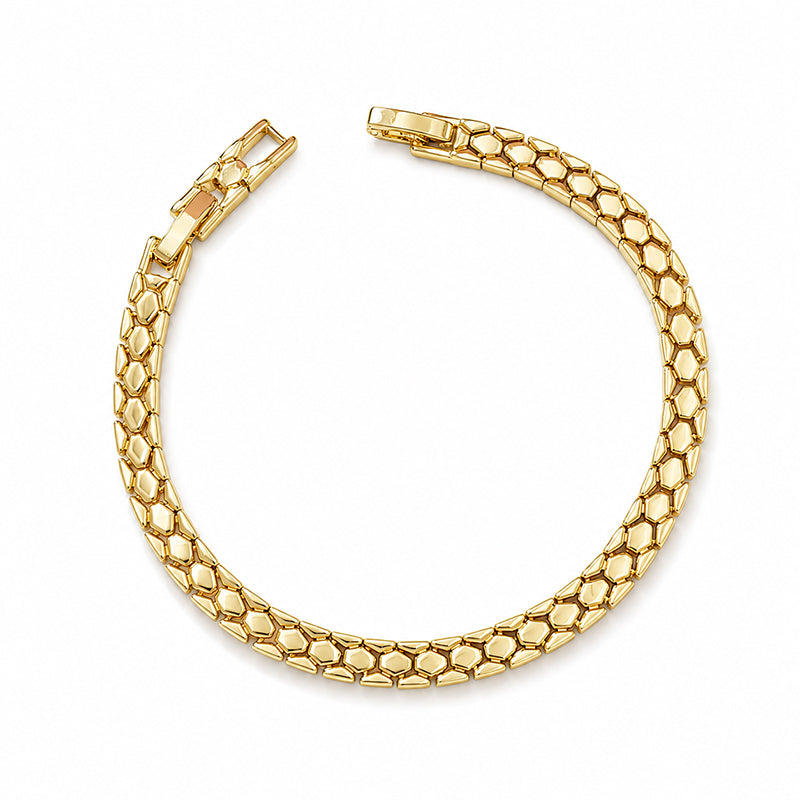📢📢40% DE RÉDUCTION !! ⏰ Bracelet Chaîne Or Élégant Femme – Alliage Doré – Motif Écailles de Serpent & Léger for Quotidien