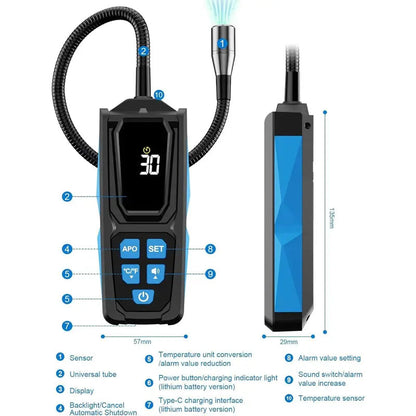 📢📢40% DE RÉDUCTION !! ⏰ Détecteur de fuites halogène rechargeable – Sonde flexible, écran LCD, sensibilité maximale pour trouver la moindre micro-fuite de gaz réfrigérant sans effort 🛠️💨