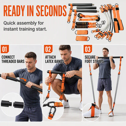 💪Kit Barre Pilates Portable avec 6 Bandes de Résistance