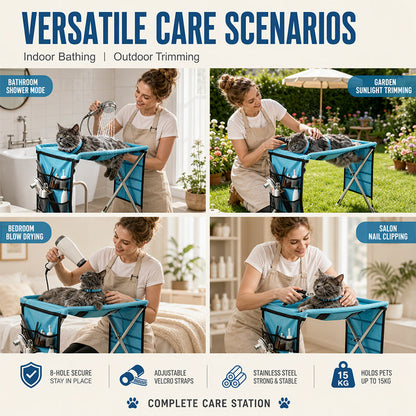 🐱 50% DE RÉDUCTION! 🛏️ Lit de toilettage pliable 2-en-1 – Table antidérapante & couchage douillet – Idéal pour brosser, couper les griffes & sieste 💤